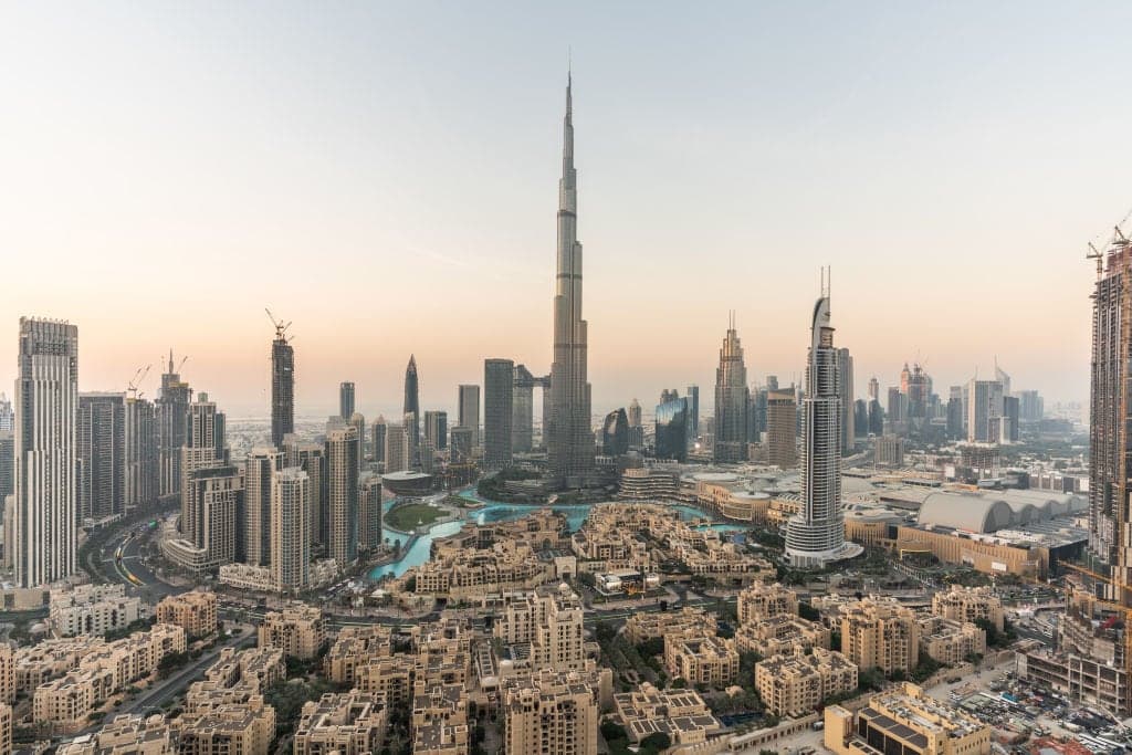 Downtown Dubai skyline with the Burj Khalifa